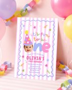 Fun to Be One First Birthday Invitation – Pink Stripes