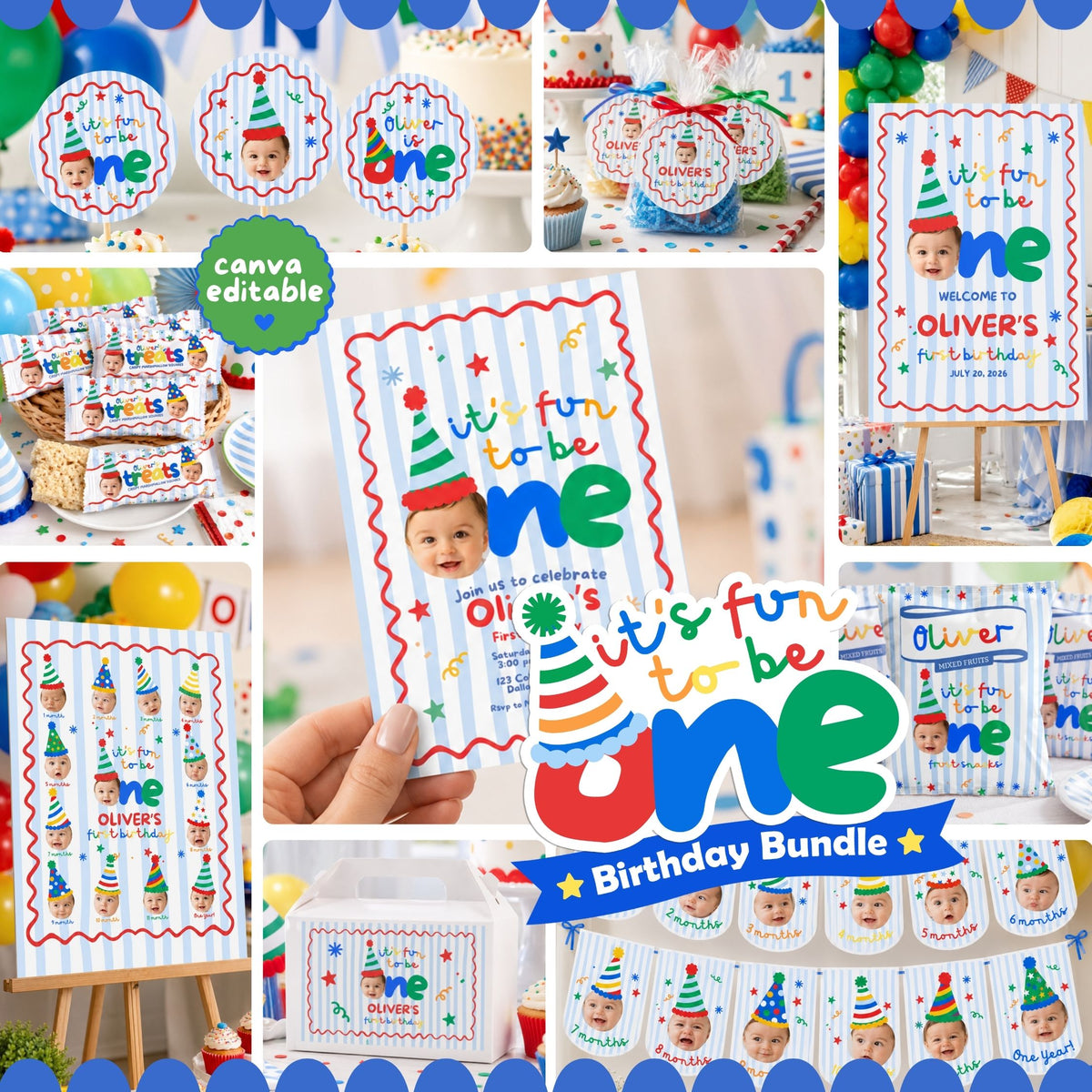 Fun to Be One First Birthday Party Bundle – Primary Colors