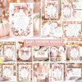 Pink Bow Floral Pumpkin Baby Shower Mega Bundle - Editable Fall Little Pumpkin Invitation & Games Pack