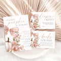 Pink Bow Floral Pumpkin Baby Shower Invitation Bundle - Coquette Fall Little Pumpkin - Editable Canva Template