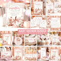 Pink Bow Floral Pumpkin Baby Shower Mega Bundle - Editable Fall Little Pumpkin Invitation & Games Pack