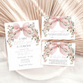 Pink Bow Floral Baby Shower Invitation Bundle - Coquette Aesthetic - Editable Canva Template