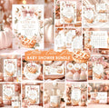 Little Cutie Pie Baby Shower Mega Bundle - Pink Bow Floral Pumpkin - Editable Canva Invitation & Games Pack