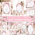 Pink Bow Floral Baby Shower Mega Bundle - Coquette Aesthetic Garden Theme - Editable Canva Invitation & Games Pack