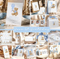 Blue Bear 1st Birthday Mega Bundle - Editable Canva Templates - Boy First Birthday Party Decor