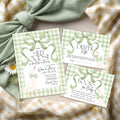 Silly Goose Baby Shower Invitation Bundle - Sage Green Gingham & Bow - Editable Canva Template