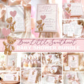 Pink Bear Baby Shower Mega Bundle - Little Sweetheart Valentine Theme - Editable Canva Template Pack