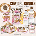 Cowgirl 1st Rodeo Party Favors Bundle - Pink & Brown Western Labels - Editable Canva Template
