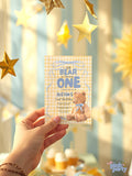 A Little Bear is Turning One Birthday Invitation, Bear First Birthday Invite Boy, 1st Birthday Teddy Bear Party, Editable Canva Template