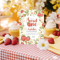 Strawberry Sweet One Birthday Invitation, Sweet One First Birthday Invite, Strawberry Gingham Party, Editable Canva Digital Download