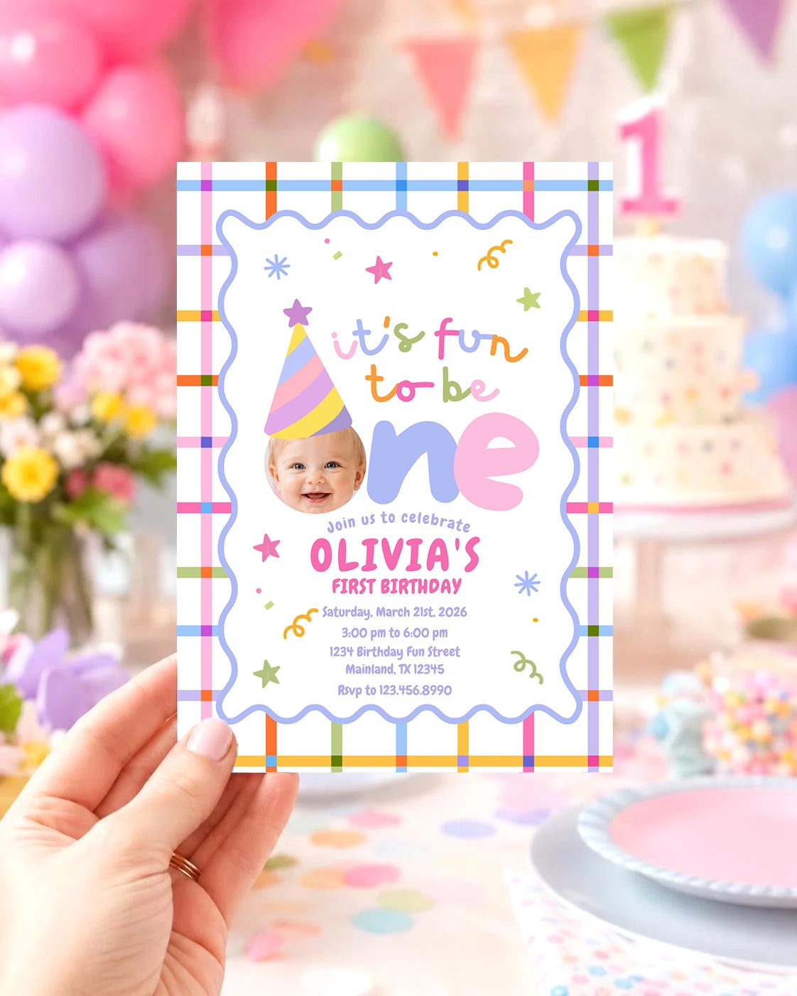 Fun to Be One First Birthday Party Bundle – Pastel Plaid