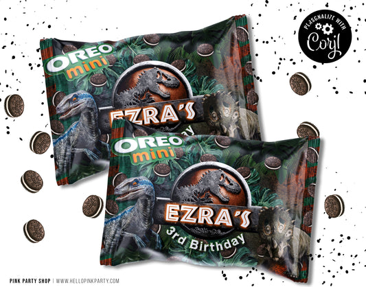 JURASSIC PARK PINK MINI OREO SNACK WRAPPER DESIGN