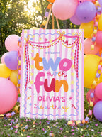 Pink and periwinkle 2nd birthday welcome sign for a two year old girl