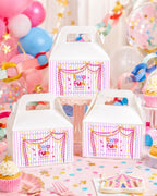 Colorful Two Much Fun second birthday favor box label for girls