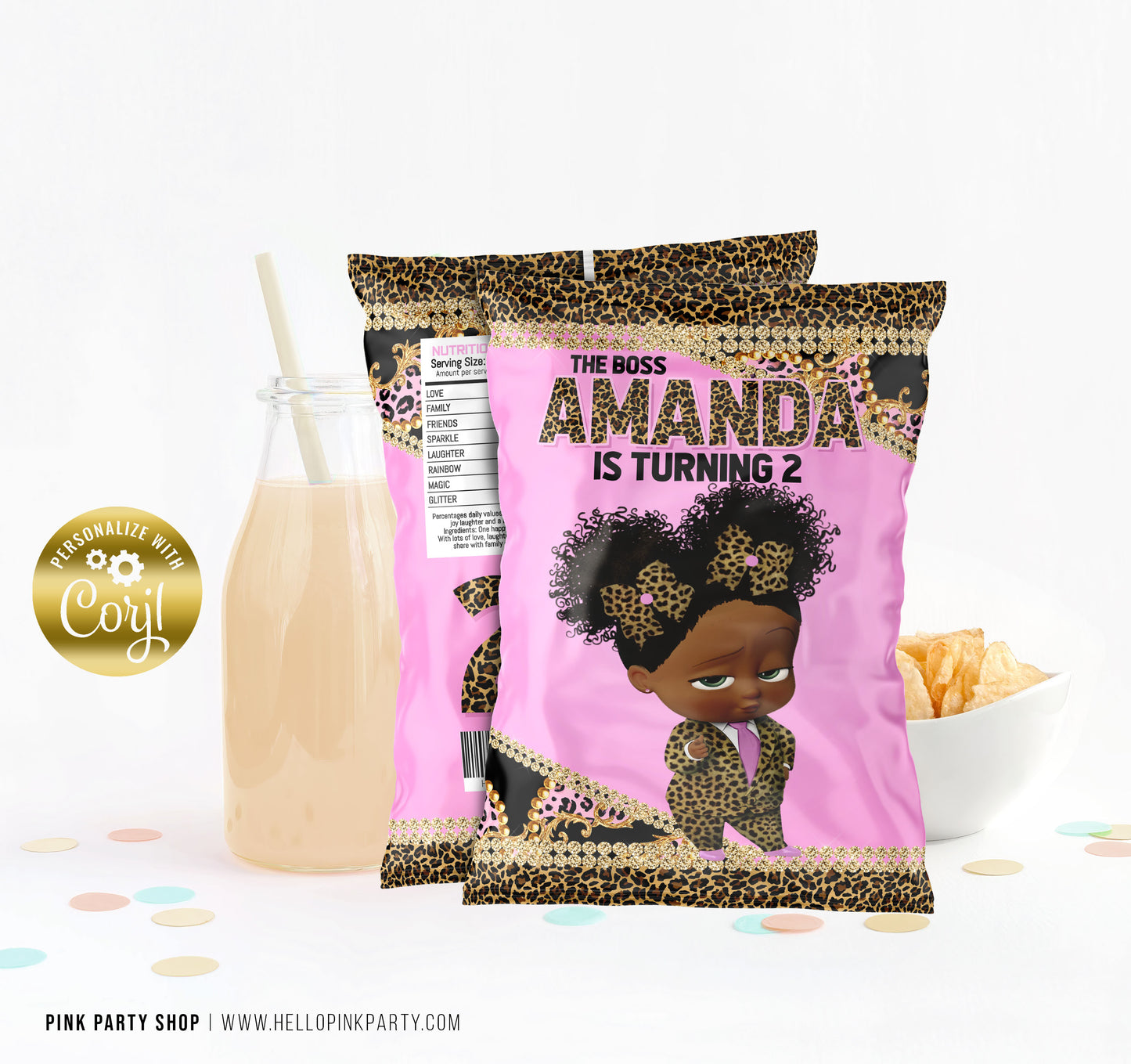 BOSS BABY GIRL CHEETAH CHIP BAG WRAPPER DESIGN