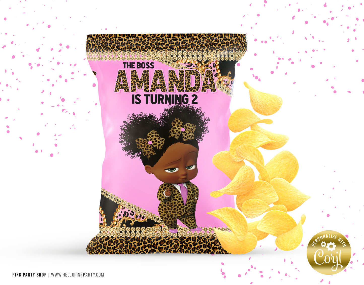 BOSS BABY GIRL CHEETAH CHIP BAG WRAPPER DESIGN