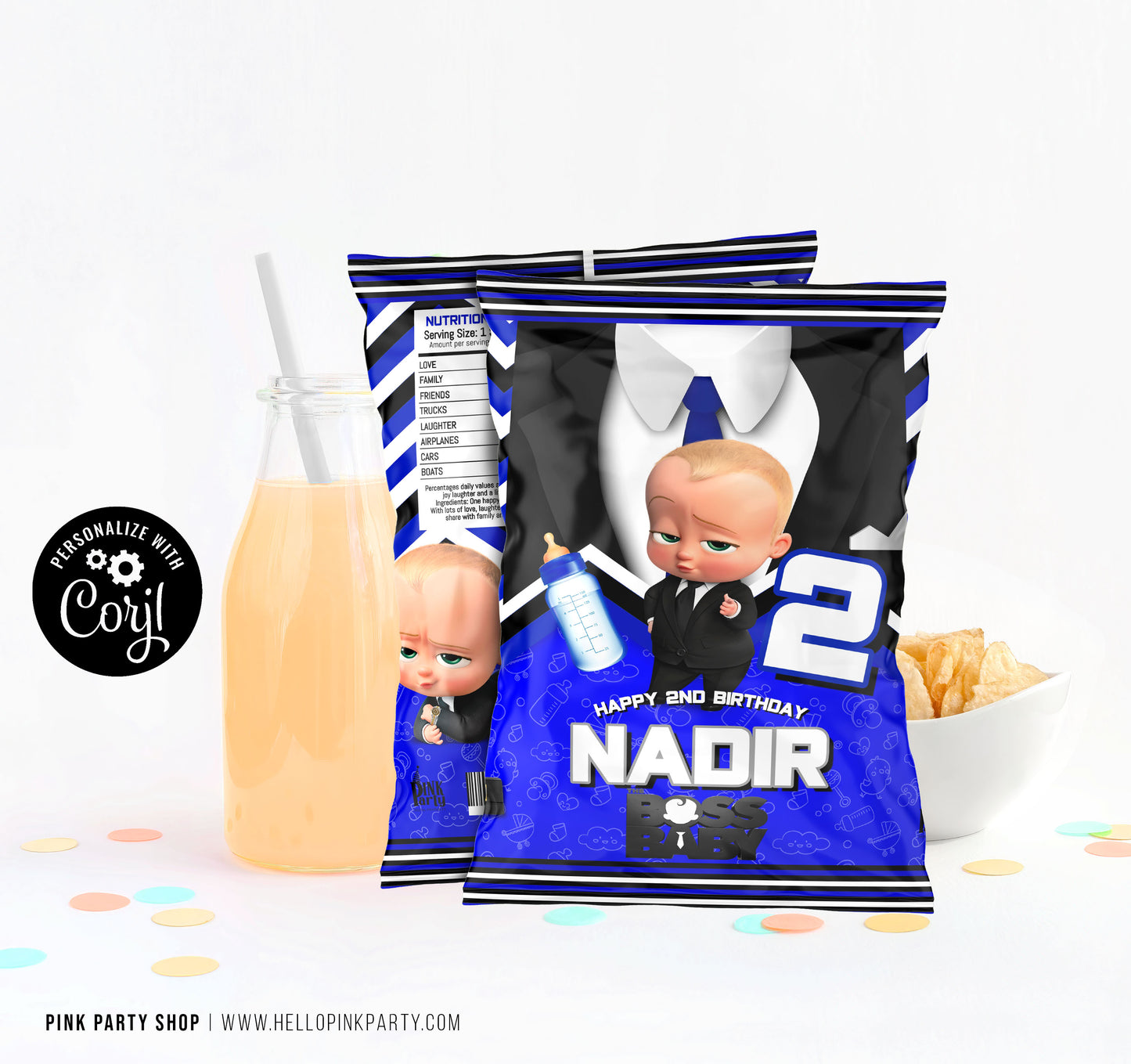 BOSS BABY ROYAL BLUE CHIP BAG WRAPPER DESIGN