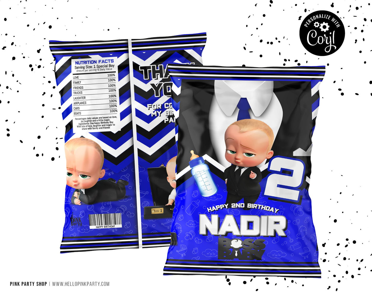 BOSS BABY ROYAL BLUE CHIP BAG WRAPPER DESIGN