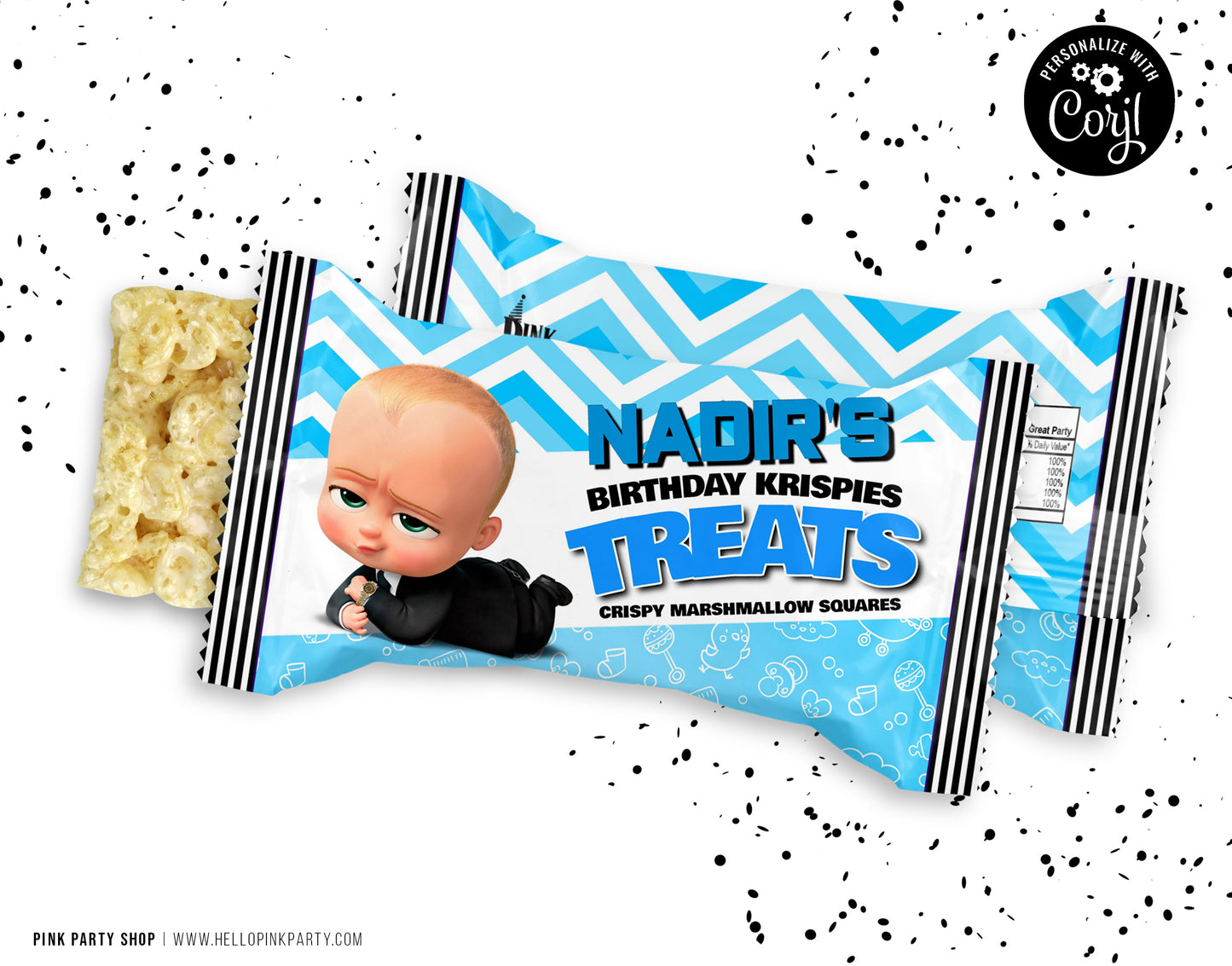 BOSS BABY RICE KRISPIE TREATS EDITABLE WRAPPER