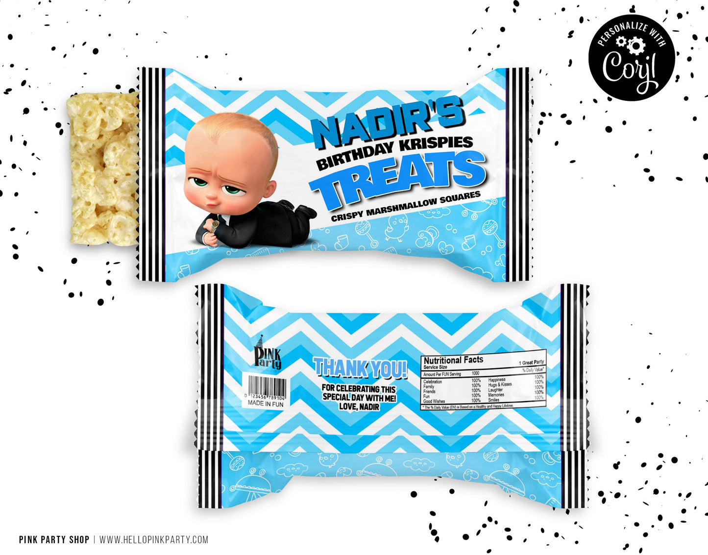 BOSS BABY RICE KRISPIE TREATS EDITABLE WRAPPER