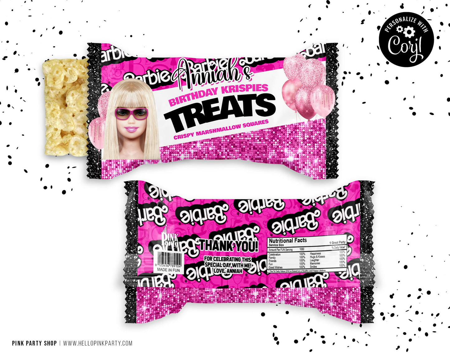 BARBIE RICE KRISPIES EDITABLE LABEL