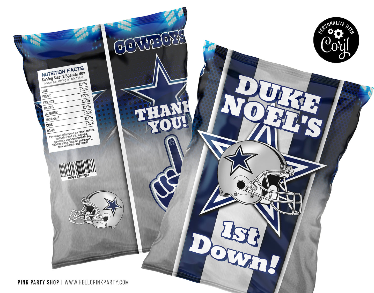 DALLAS COWBOYS CHIP BAG WRAPPER DESIGN