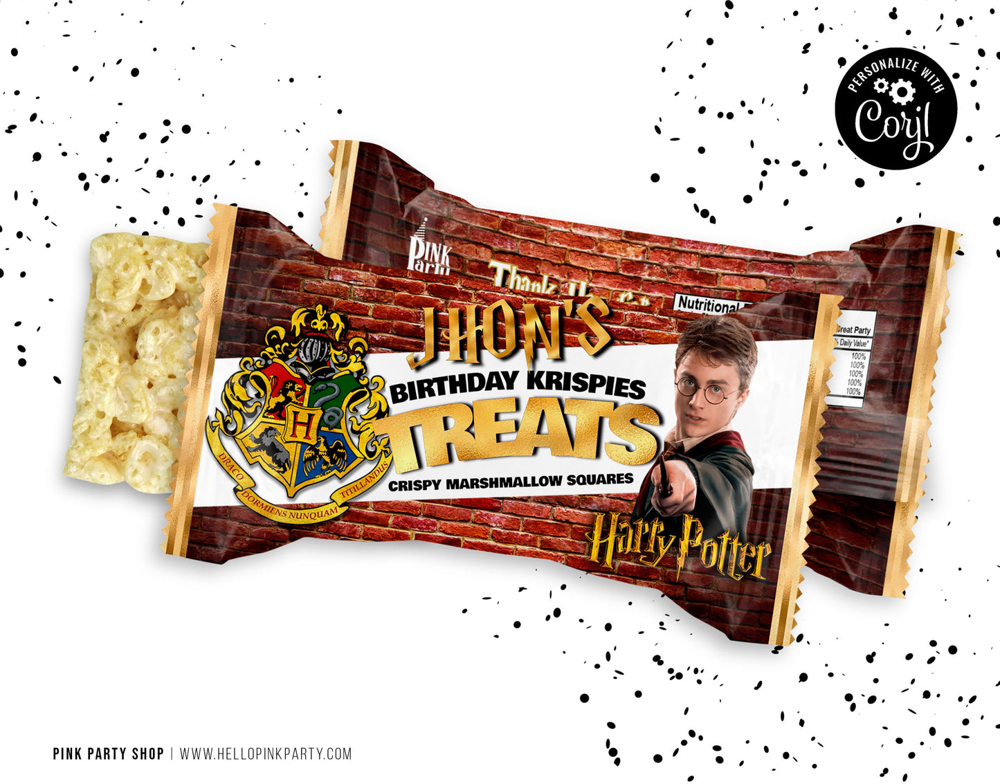 HARRY POTTER RICE KRISPIE TREATS EDITABLE WRAPPER