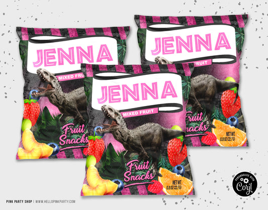 JURASSIC PARK PINK FRUIT SNACK WRAPPER DESIGN