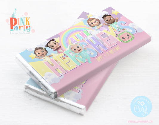 COCOMELON PASTELS EDITABLE CANDY BAR WRAPPERS