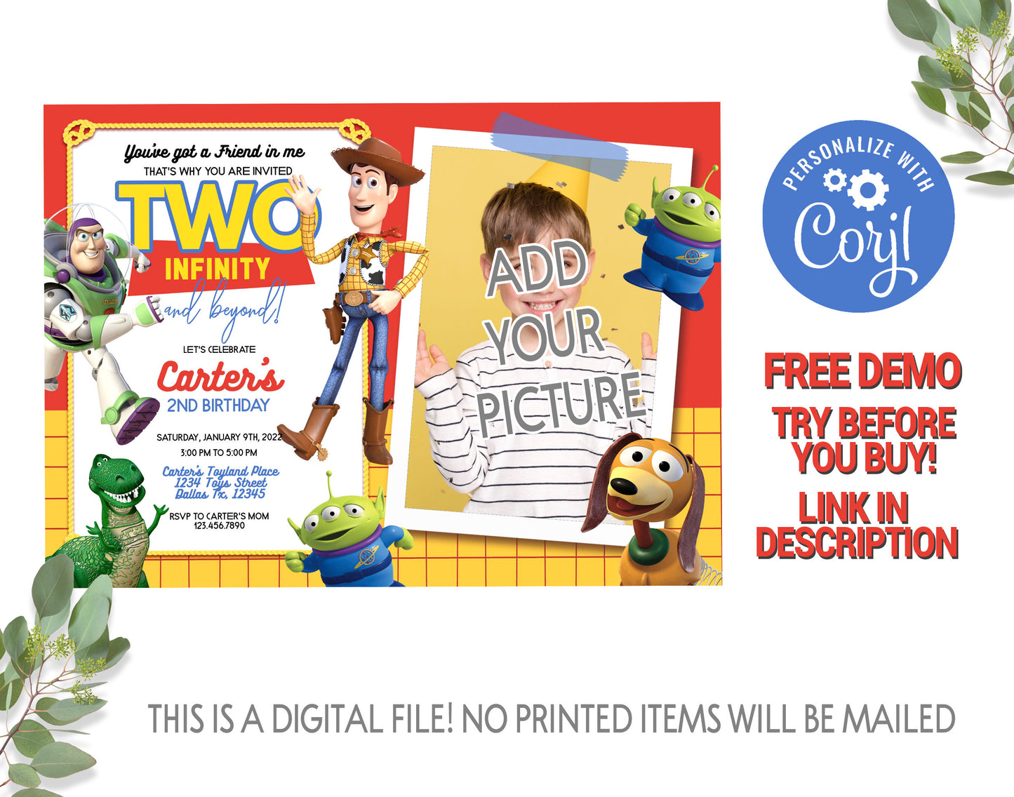 TOY STORY WOODY EDITABLE INVITATION