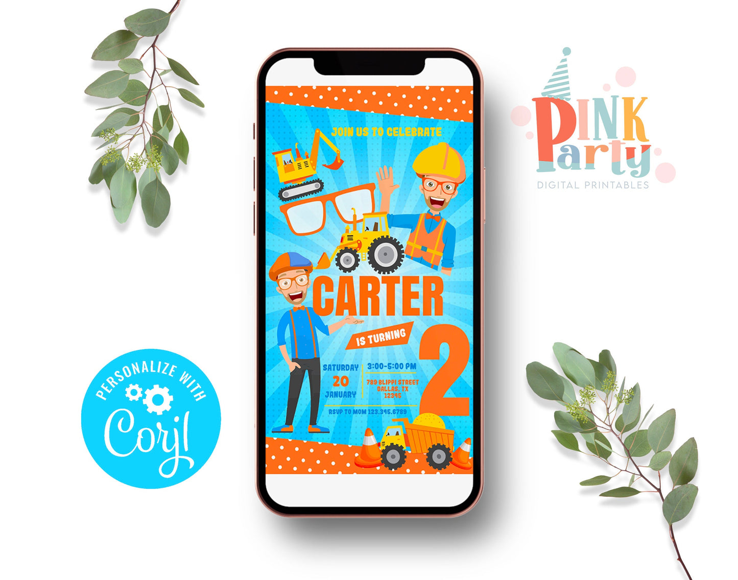 BLIPPI EVITE EDITABLE DIGITAL INVITATION