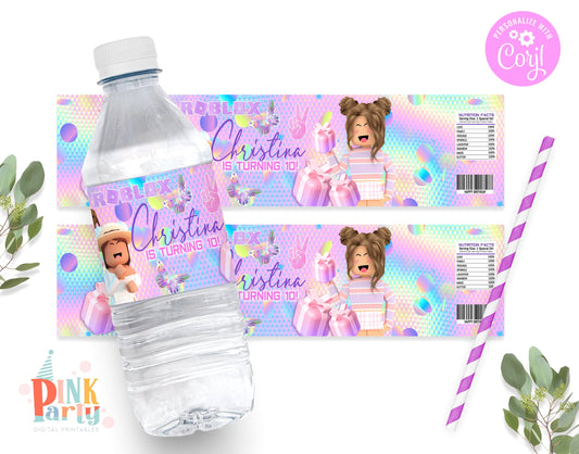 ROBLOX GIRL EDITABLE WATER LABEL TEMPLATE