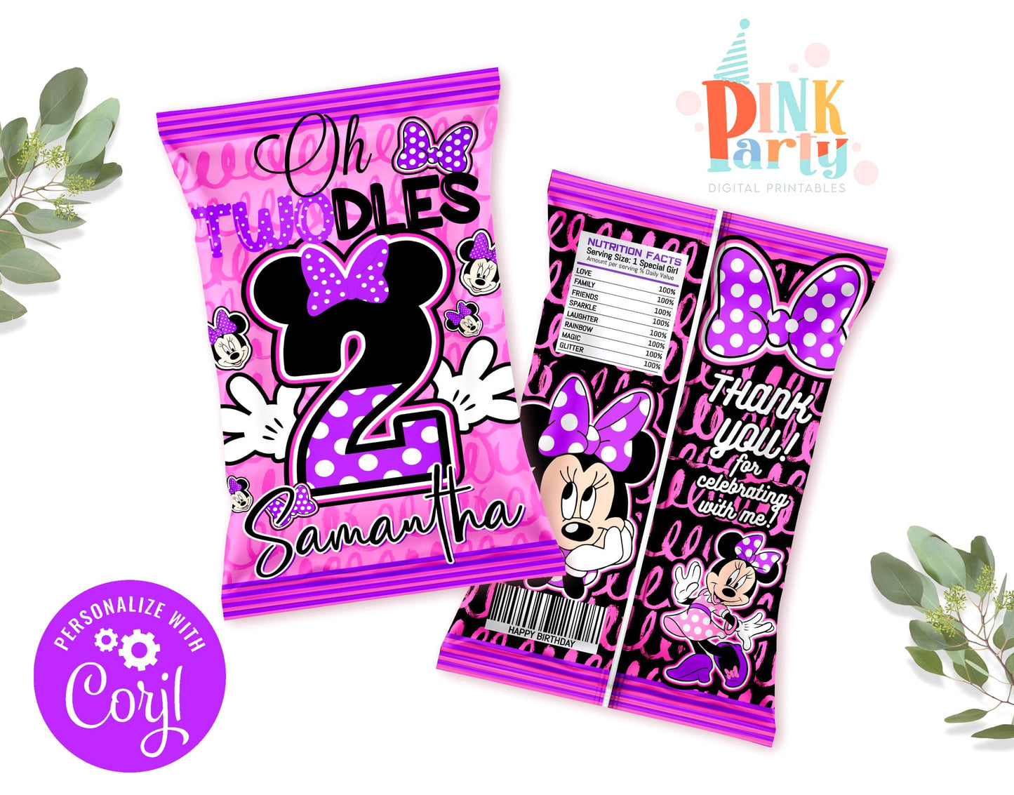 MINNIE MOUSE OH TWODLES CHIP BAG EDITABLE WRAPPER
