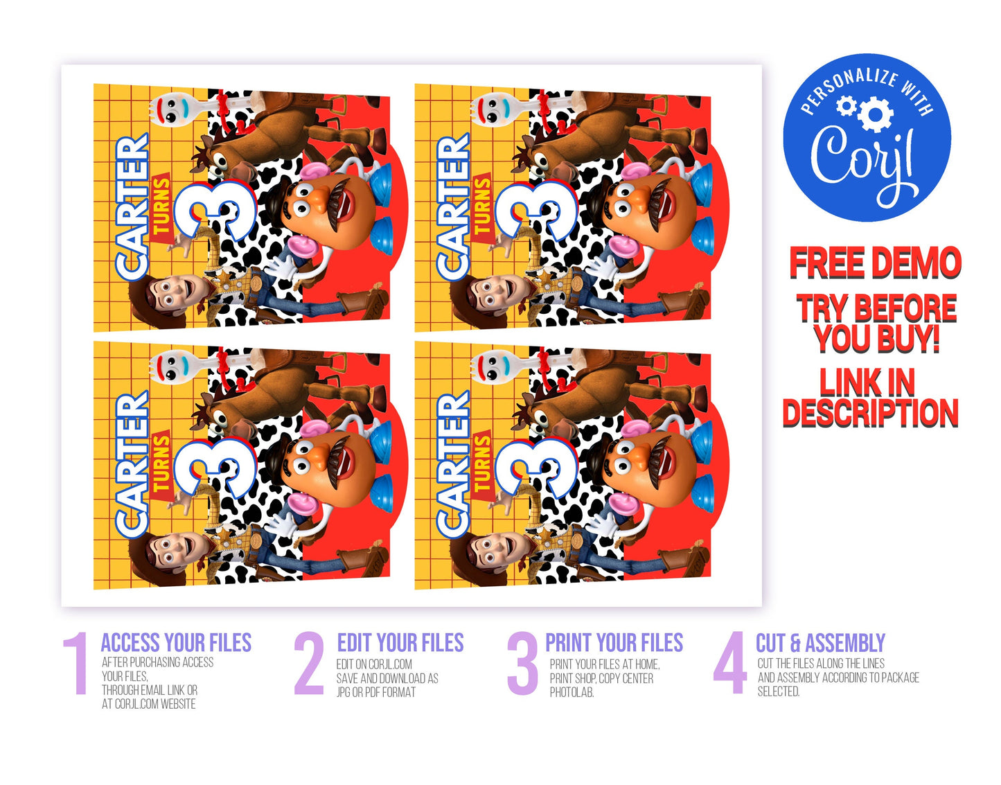 TOY STORY WOODY CAPRI SUN EDITABLE LABEL