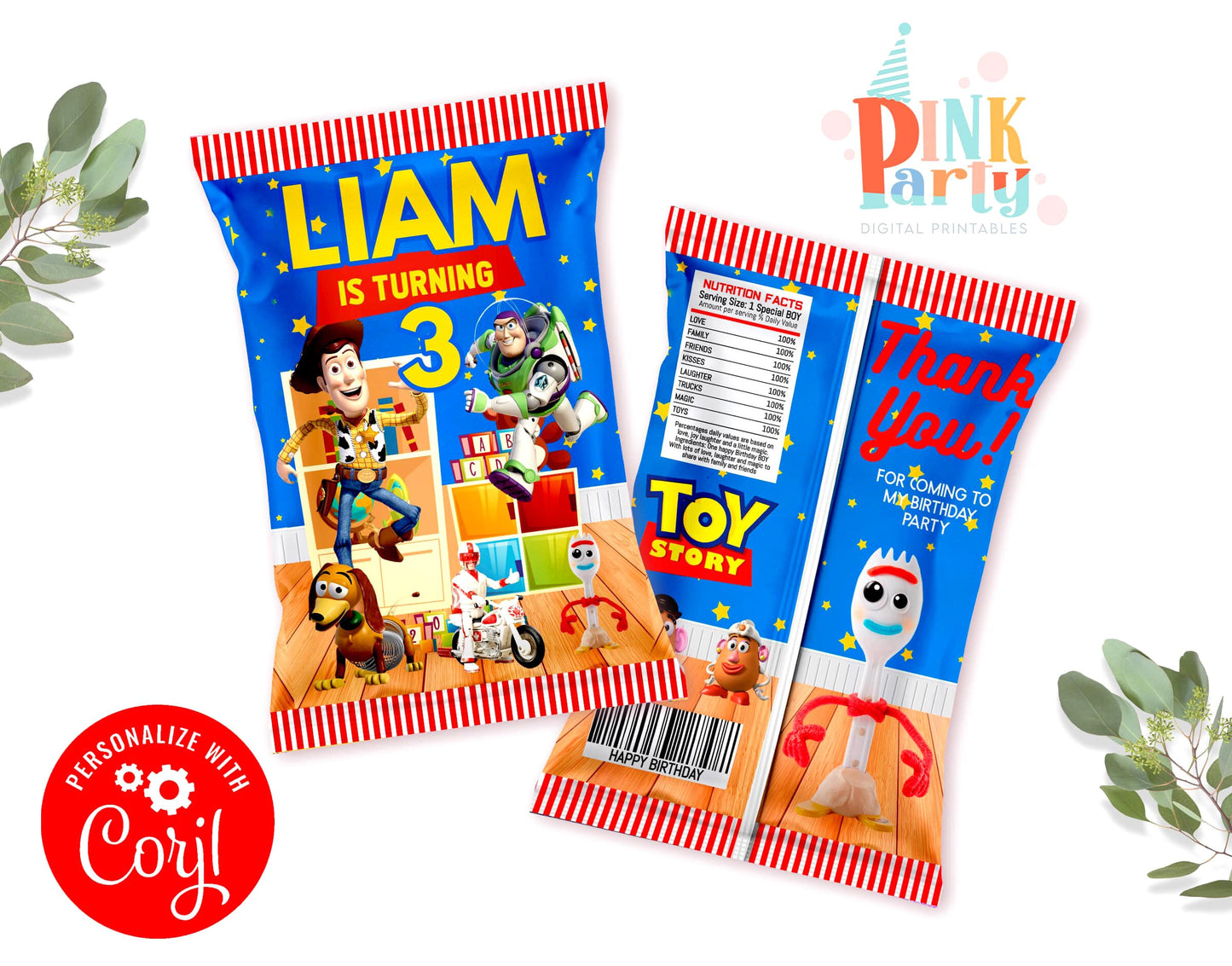 TOY STORY BOY STORY CHIP BAG EDITABLE WRAPPER TEMPLATE
