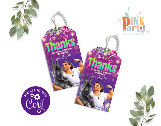 ENCANTO LUISA FAVOR GIFT TAGS EDITABLE TEMPLATE