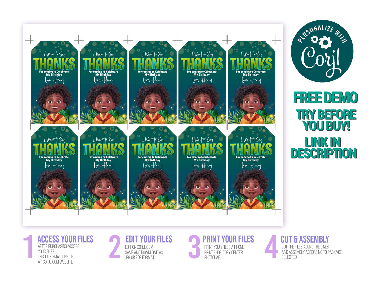 ENCANTO PRINTABLE FAVOR GIFT TAG LABELS EDITABLE TEMPLATE