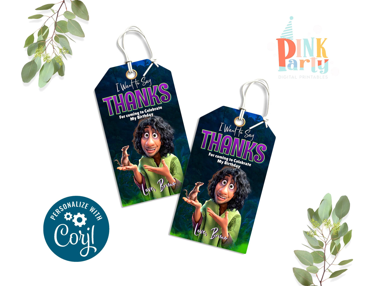 ENCANTO BRUNO FAVOR GIFT TAGS EDITABLE TEMPLATE