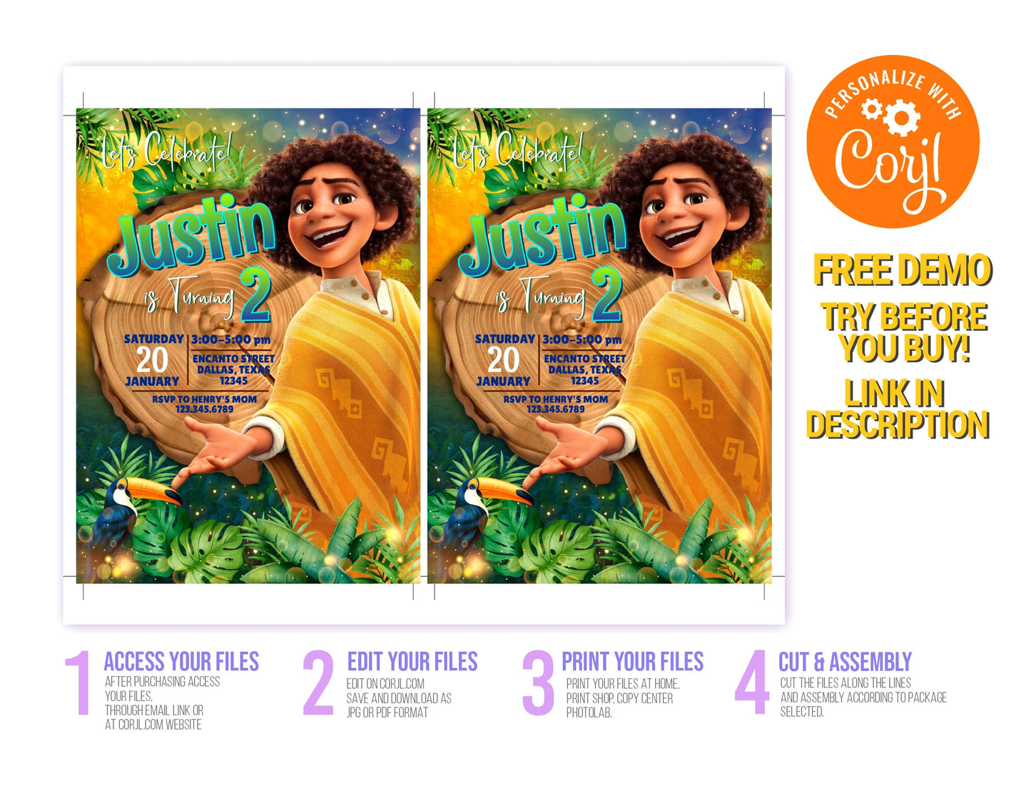 CAMILO ENCANTO EDITABLE TEMPLATE INVITATION