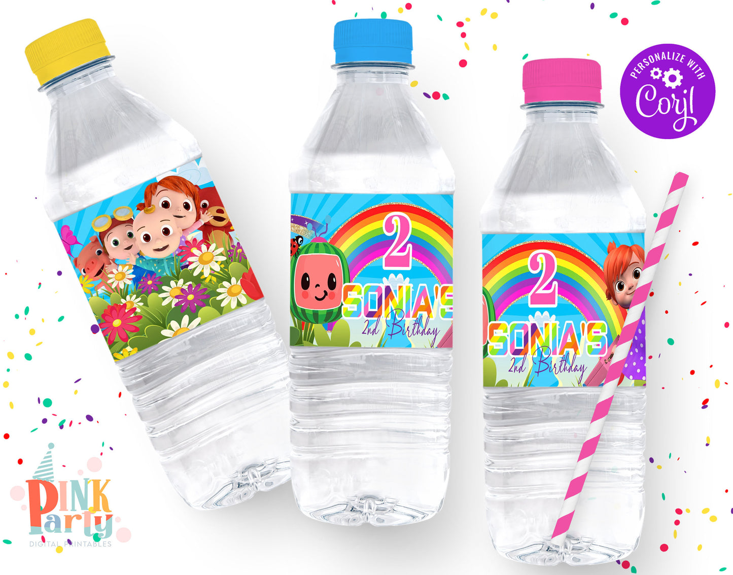 COCOMELON WATER LABELS EDITABLE TEMPLATE