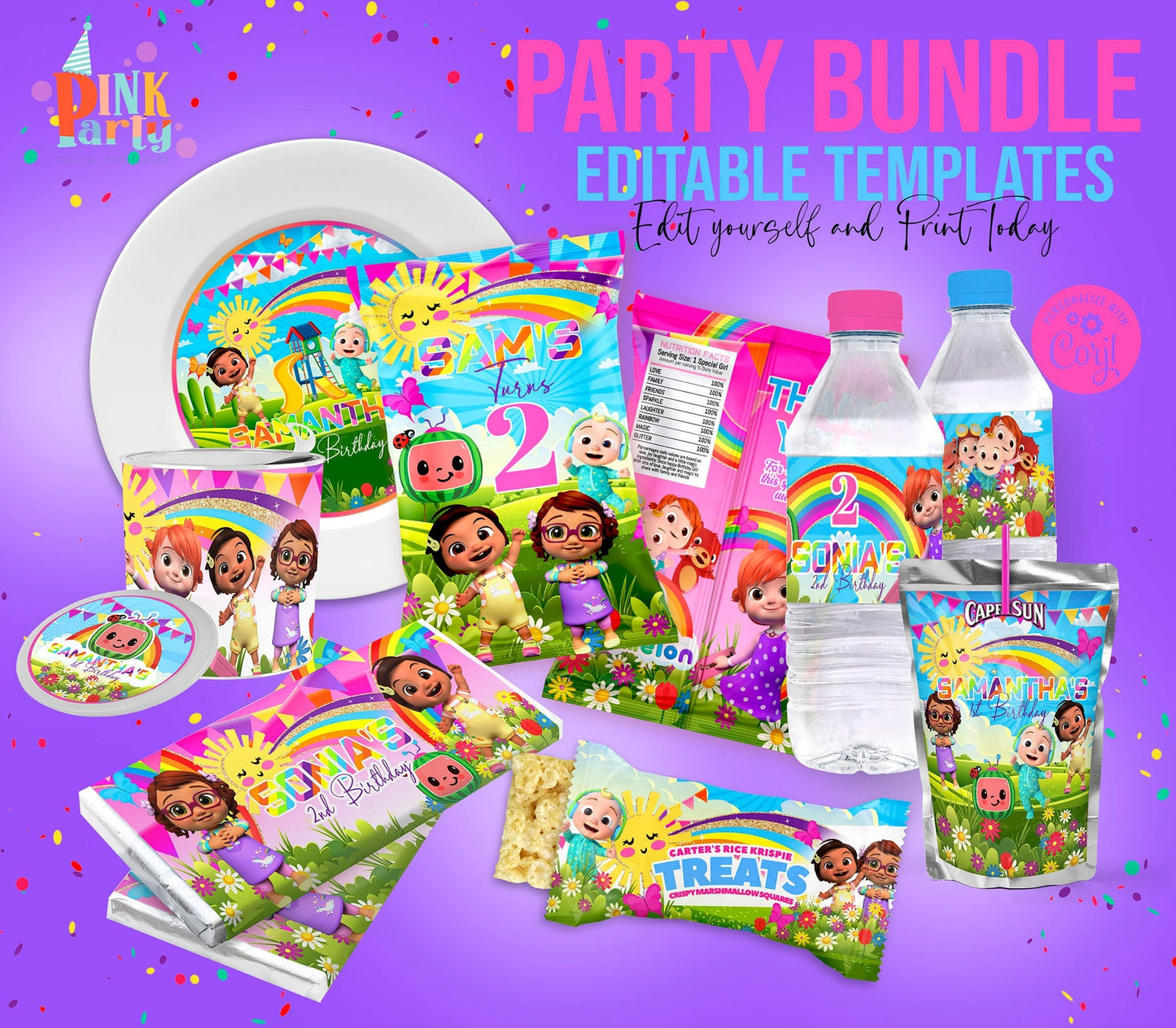 COCOMELON PRINTABLE EDITABLE PARTY BUNDLE KIT