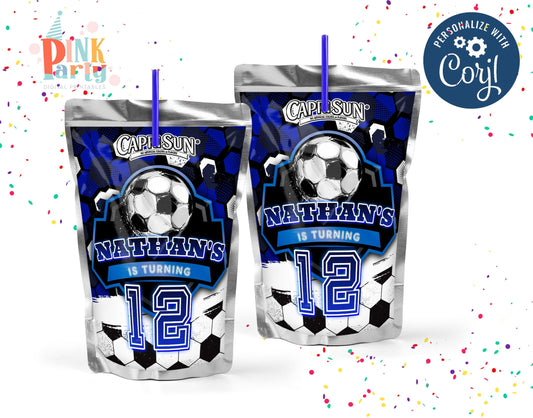 FOOTBALL SOCCER EDITABLE CAPRI SUN JUICE POUCH LABELS
