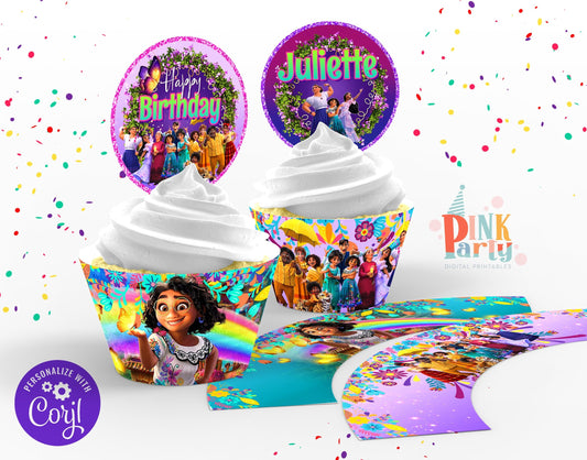 ENCANTO EDITABLE CUPCAKE TOPPERS WRAPPERS