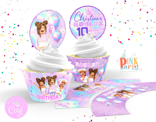 ROBLOX CUPCAKE TOPPERS WRAPPERS EDITABLE TEMPLATES