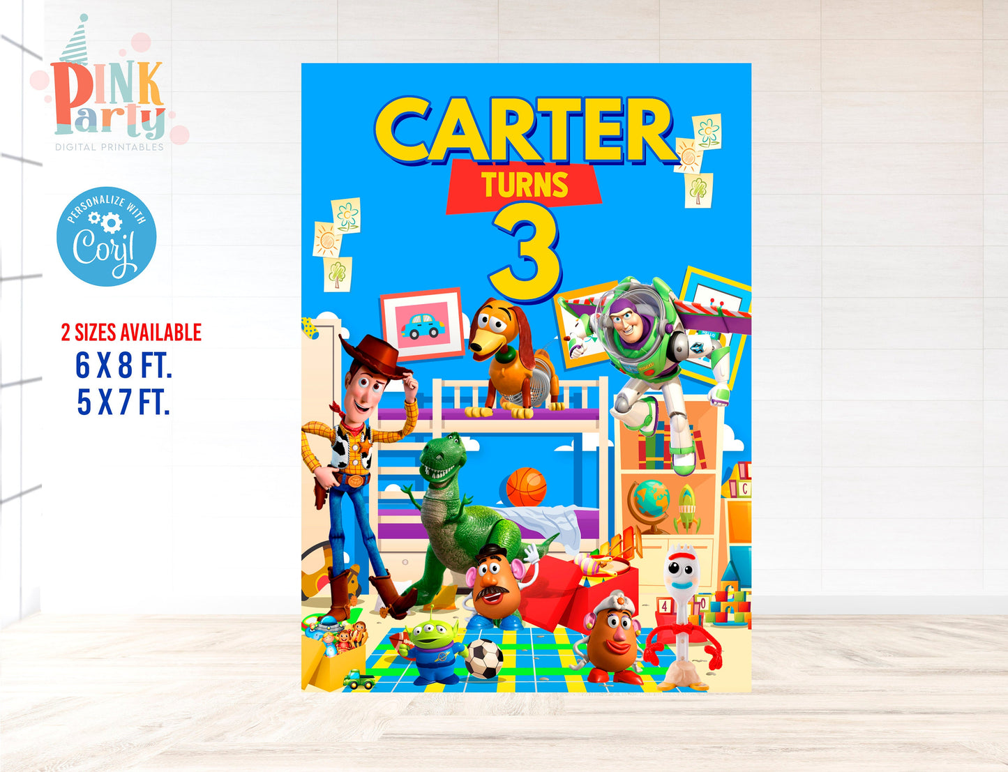 TOY STORY PARTY EDITABLE BACKDROP DESIGN