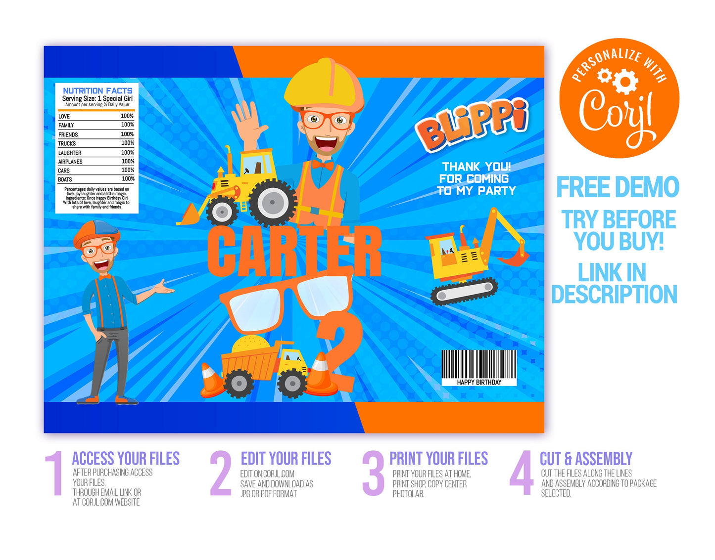 BLIPPI EDITABLE CHIP BAG WRAPPER DESIGN