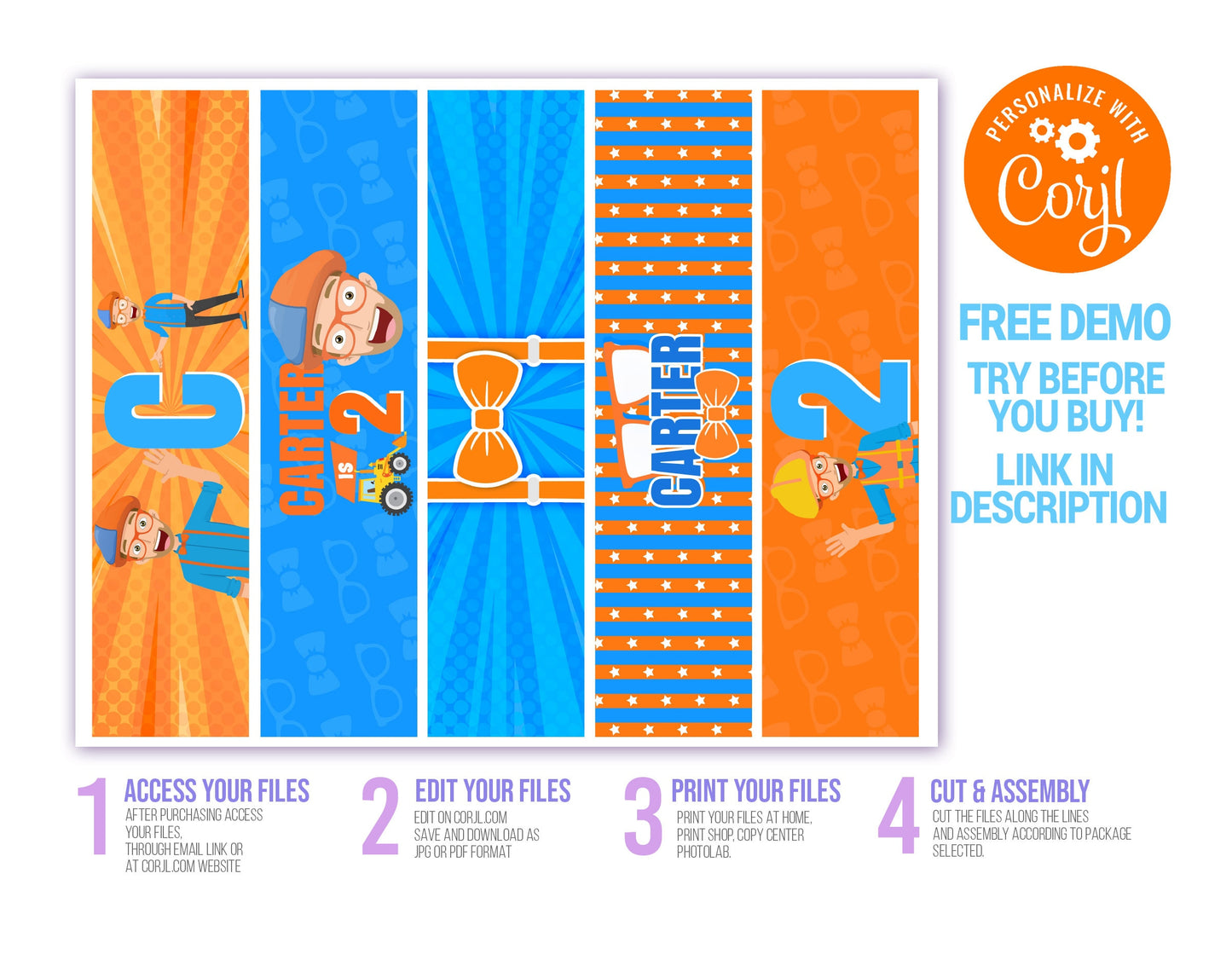 BLIPPI EDITABLE WATER LABEL WRAPPERS DESIGN