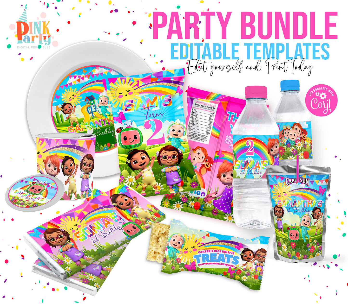 COCOMELON PRINTABLE EDITABLE PARTY BUNDLE KIT