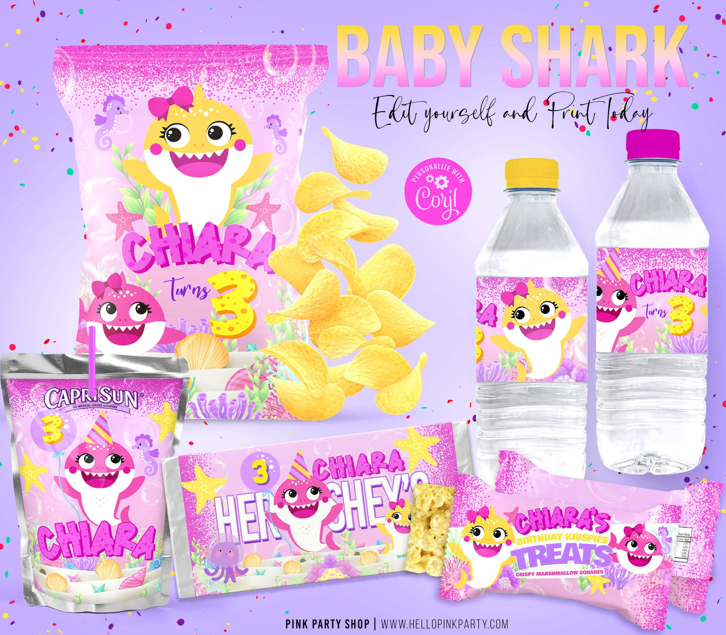 Kids Birthday Party Bundle Kit, Template Printable, kids Birthday chip bag, kids Editable labels, printable wrapper, editable favors