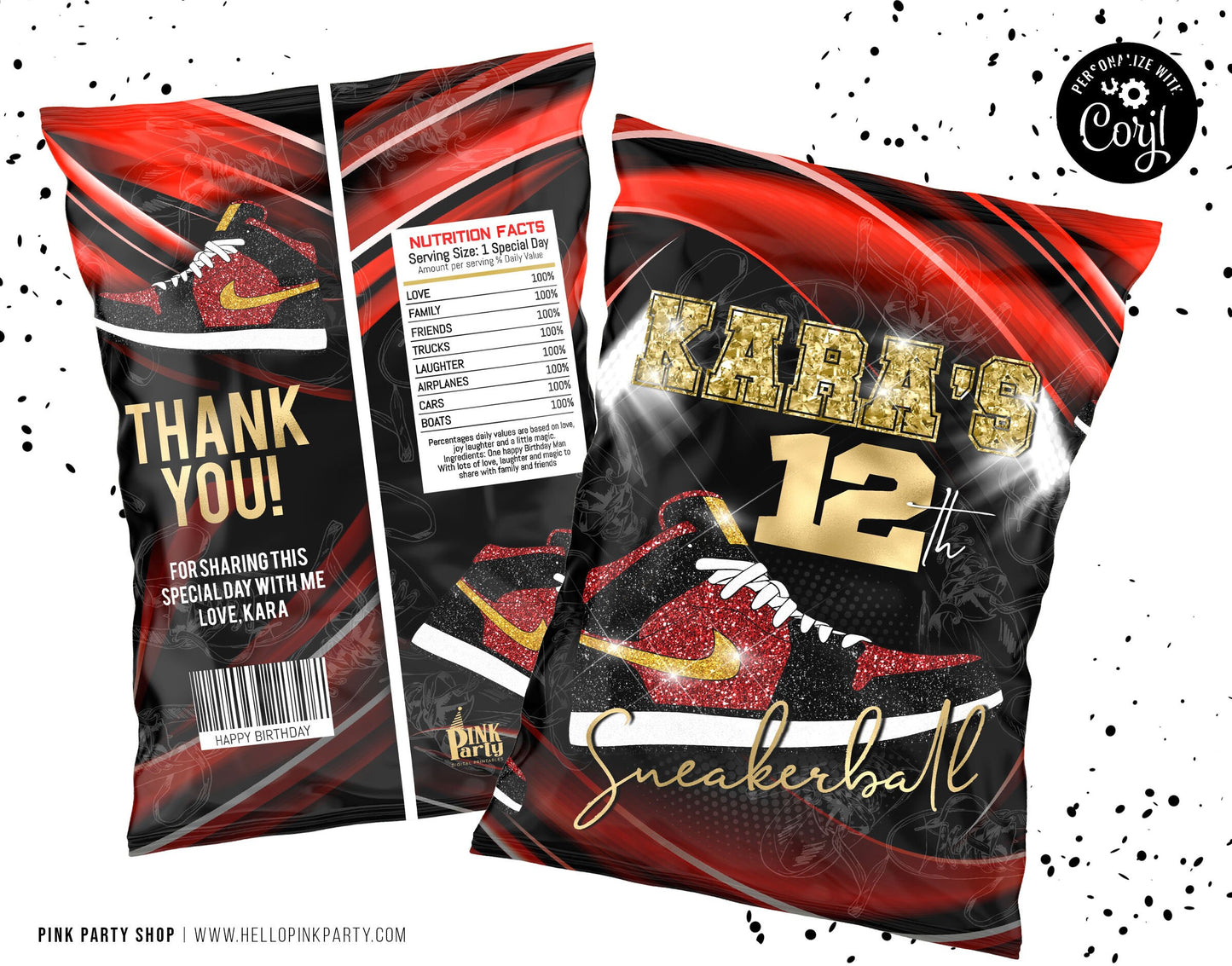 Sneakers Chip Bag Editable printable template